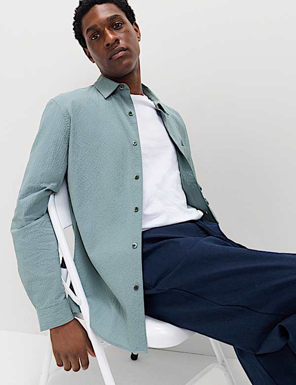 Cotton Rich Seersucker Shirt
