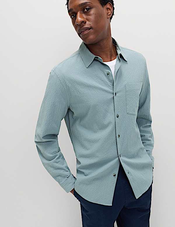 Cotton Rich Seersucker Shirt