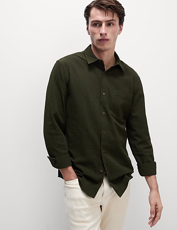 Cotton Rich Seersucker Shirt - RO