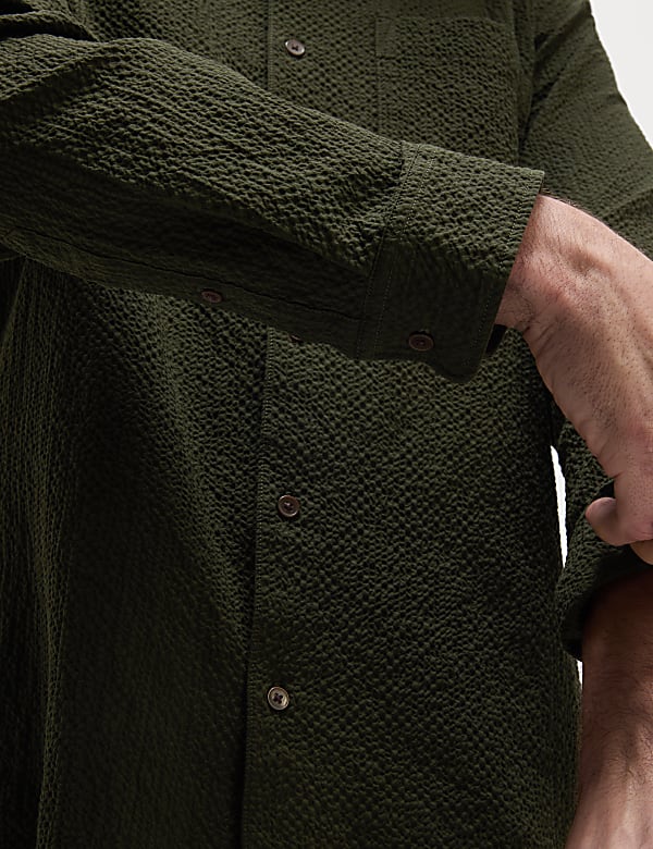 Cotton Rich Seersucker Shirt - RO
