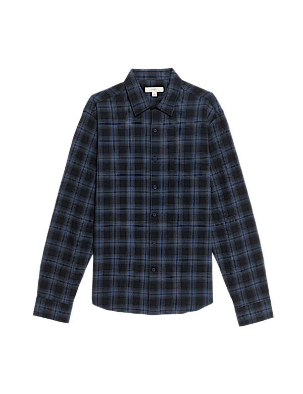 Cotton Rich Check Seersucker Shirt