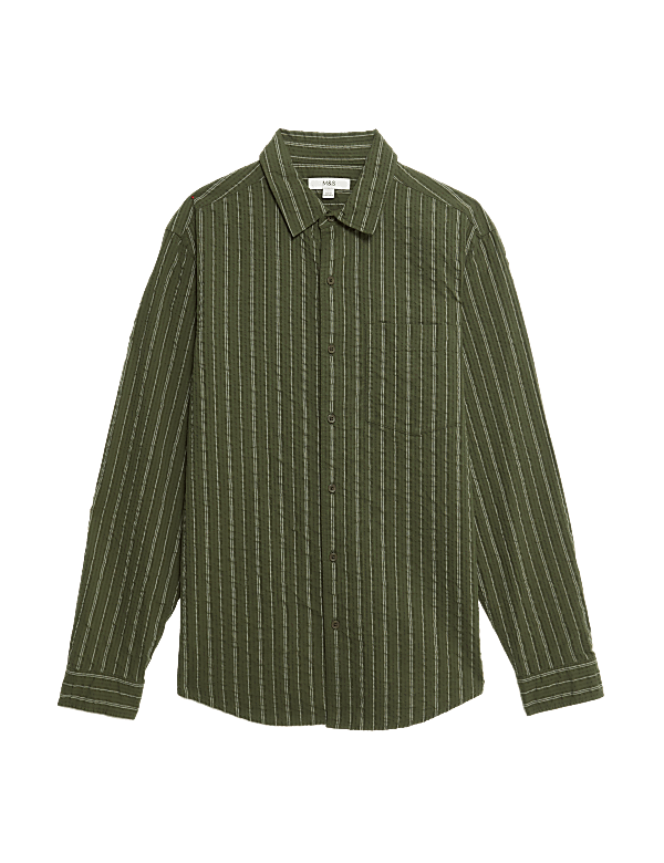Pure Cotton Striped Seersucker Shirt