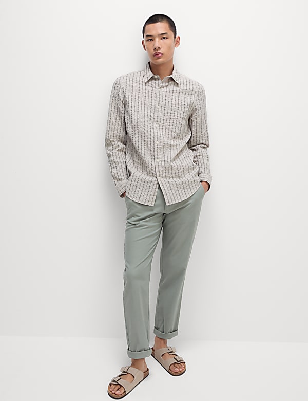 Pure Cotton Striped Seersucker Shirt