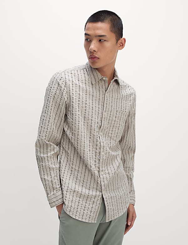 Pure Cotton Striped Seersucker Shirt