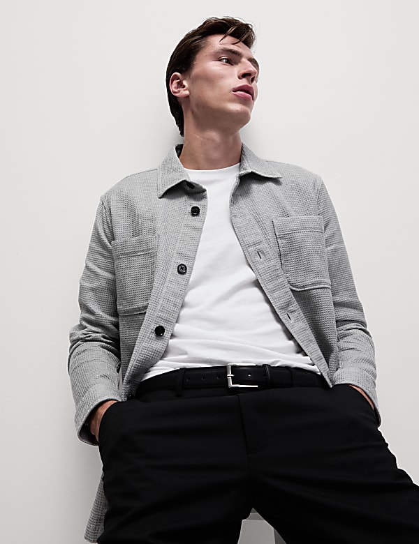 Pure Cotton Waffle Shirt GREY MARL Shirts M&S IT