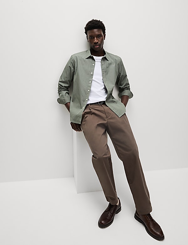 Pure Cotton Striped Oxford Shirt - HU