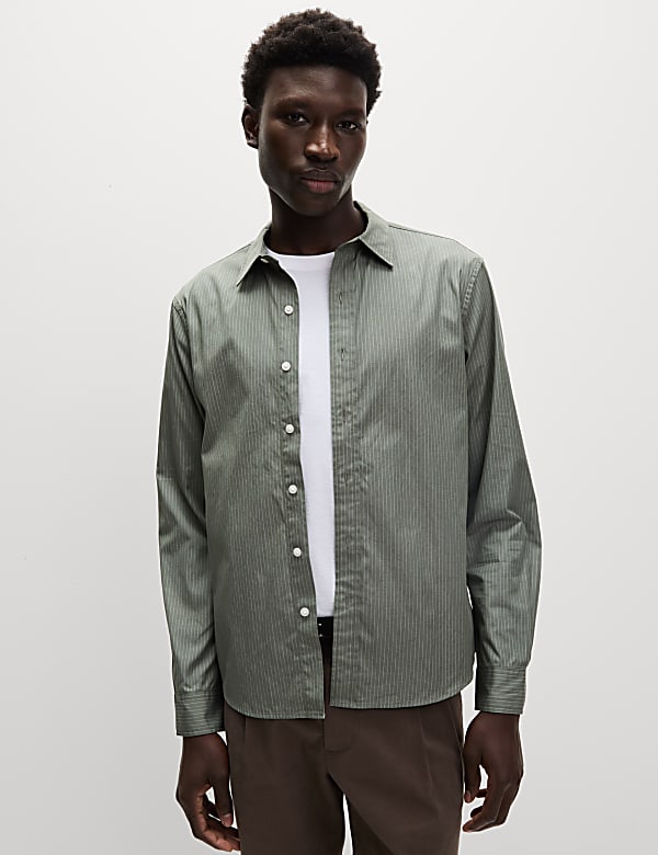 Pure Cotton Striped Oxford Shirt - HU