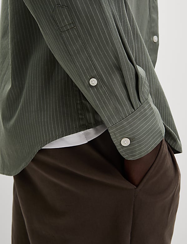 Pure Cotton Striped Oxford Shirt - HU