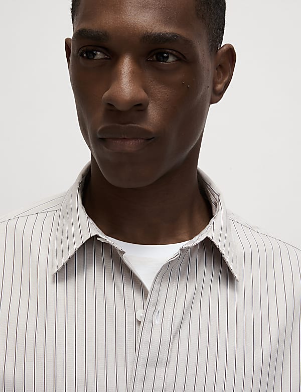 Pure Cotton Striped Oxford Shirt BLUE MIX Shirts M S JO