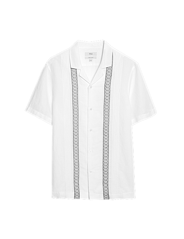 Cotton Linen Blend Embroidered Shirt