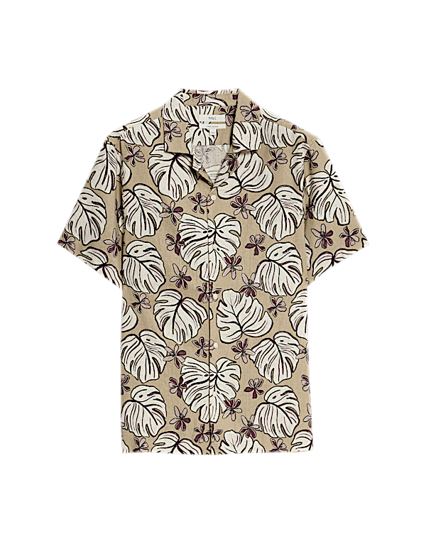 Regular Fit Linen Rich Printed Shirt