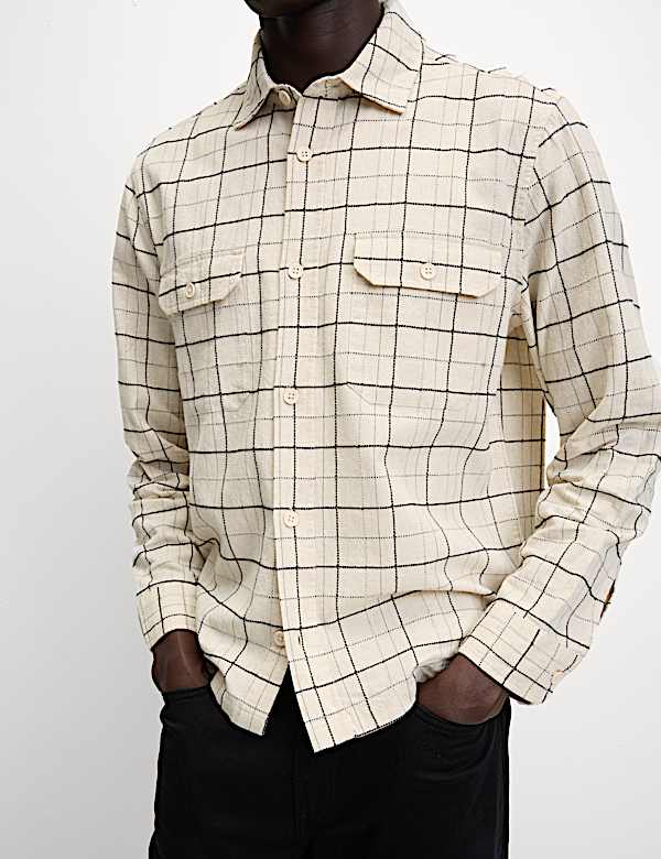 Cotton Linen Blend Checked Shirt - SE