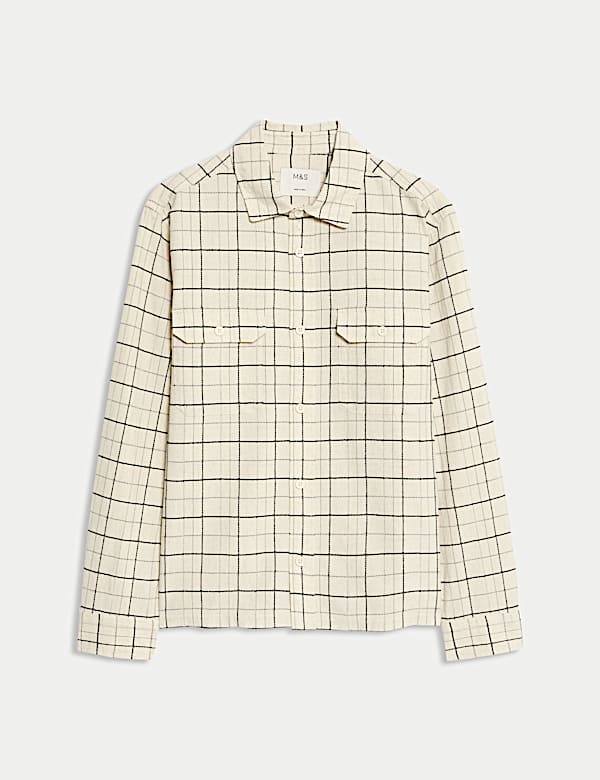 Cotton Linen Blend Checked Shirt - SE