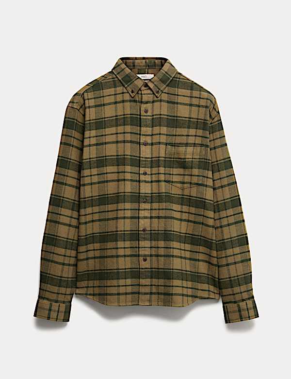 Kariertes Flanellhemd aus reiner Baumwolle - DE