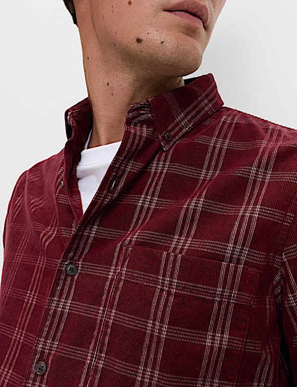 Pure Cotton Check Corduroy Shirt - DK