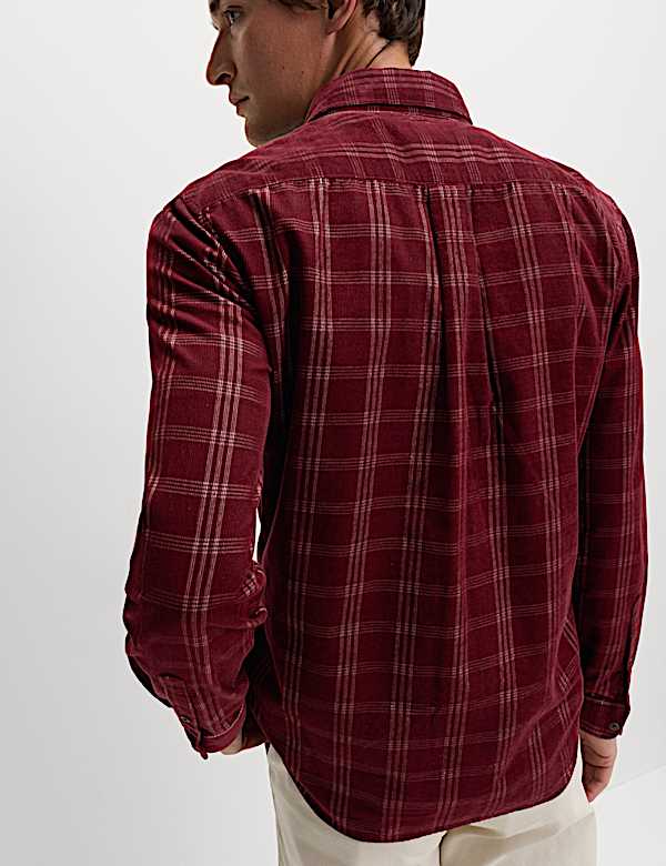 Pure Cotton Check Corduroy Shirt - DK