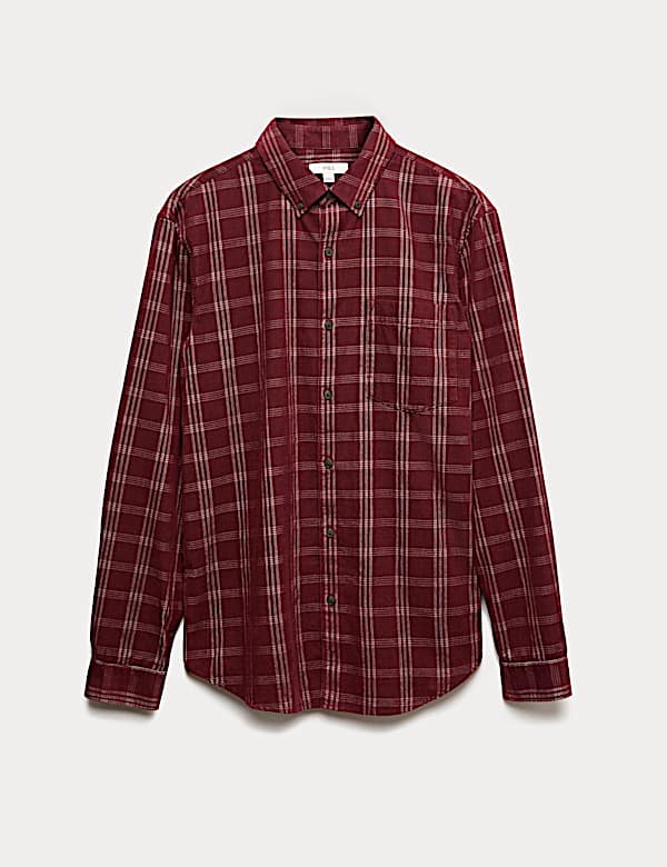 Pure Cotton Check Corduroy Shirt - DK