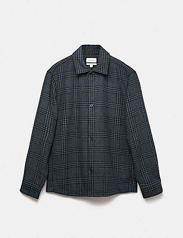Wool Blend Checked Overshirt - NL