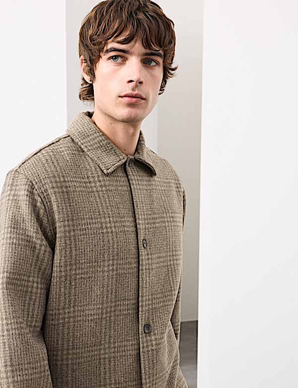 Wool Blend Checked Overshirt - FI