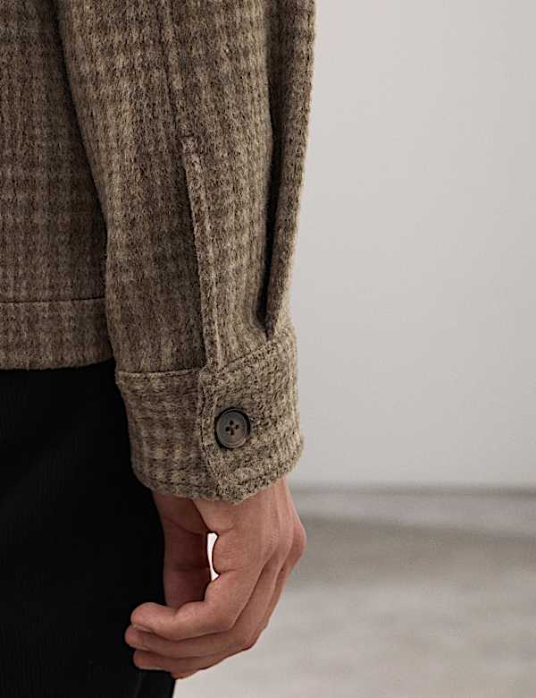 Wool Blend Checked Overshirt - FI