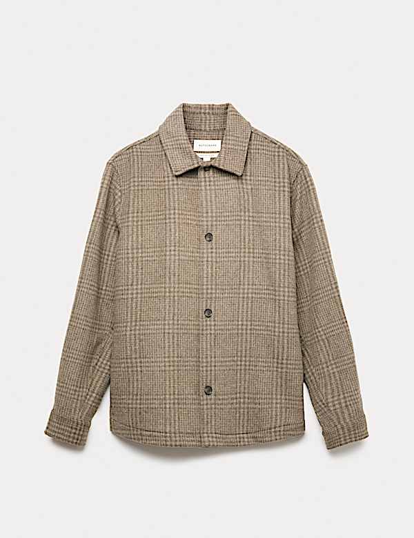 Wool Blend Checked Overshirt - FI