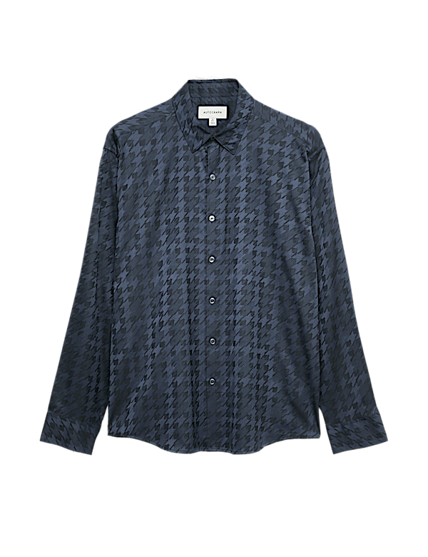 Regular Fit Cotton Rich Houndstooth Shirt