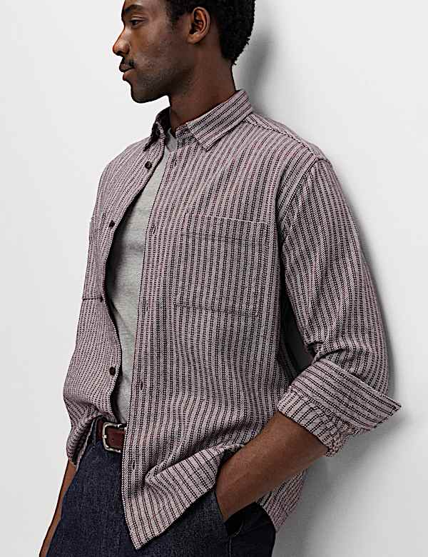 Pure Cotton Striped Flannel Shirt - TW