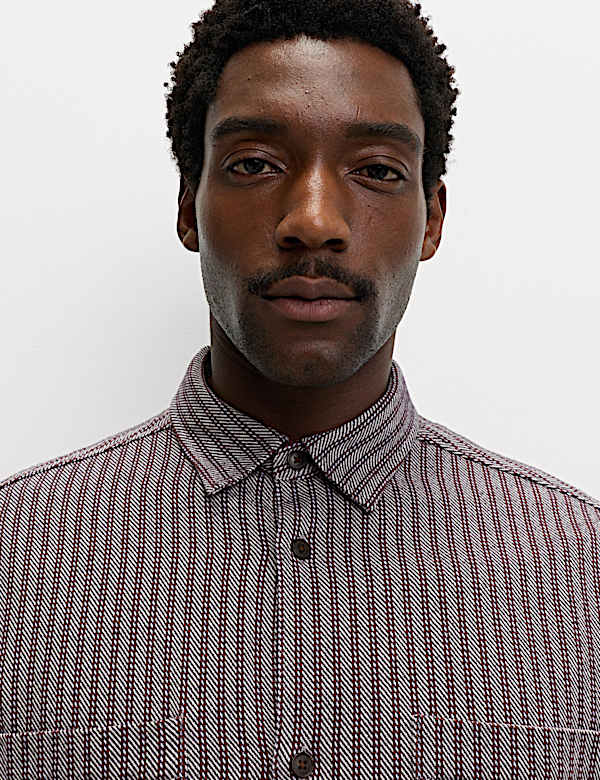 חולצת פלנל פסים מכותנה טהורה - IL