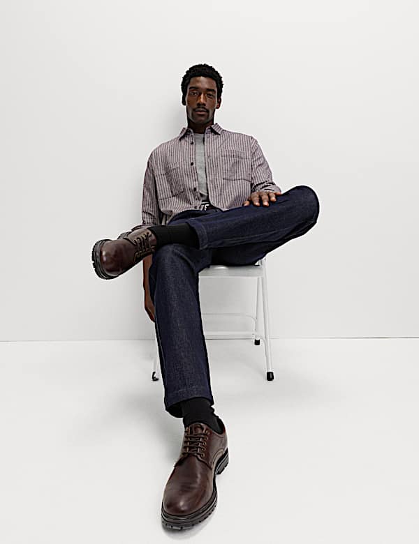 חולצת פלנל פסים מכותנה טהורה - IL