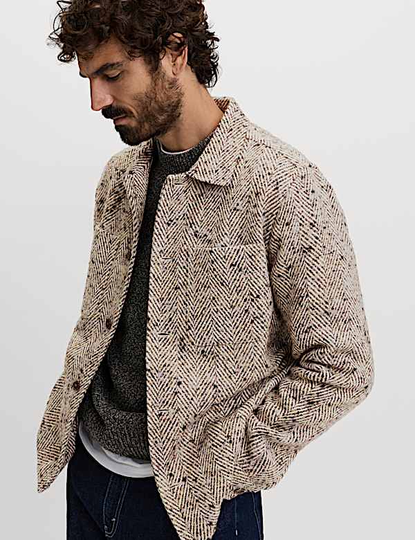 Regular Fit Herringbone Overshirt - GR