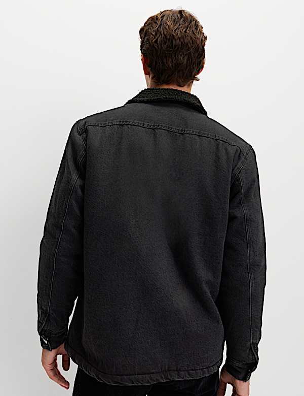 חולצת ז'קט ג'ינס עם בטנה צמרירית - IL