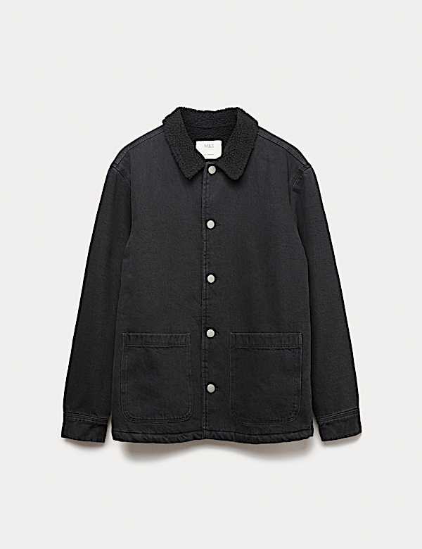 חולצת ז'קט ג'ינס עם בטנה צמרירית - IL