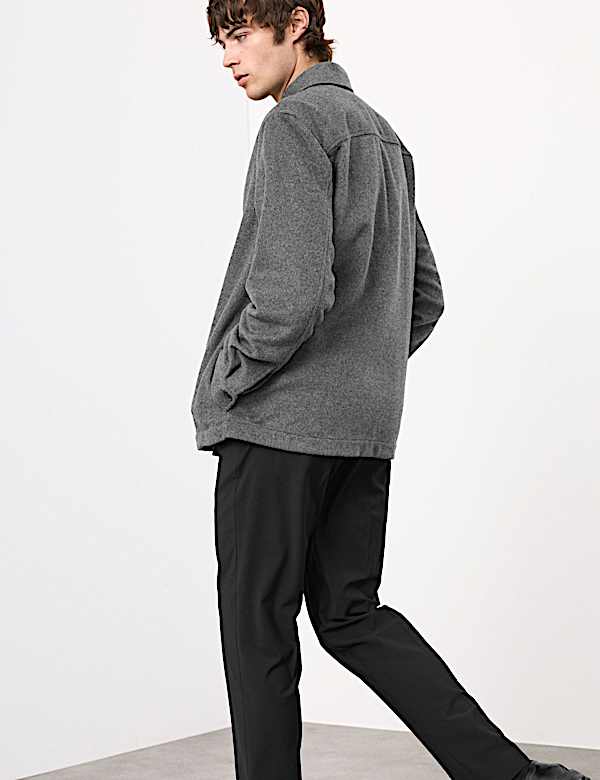 חולצת ז'קט מתערובת צמר בגזרה ישרה - IL