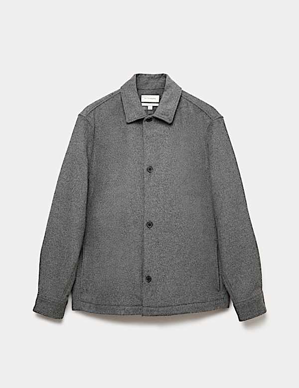 חולצת ז'קט מתערובת צמר בגזרה ישרה - IL