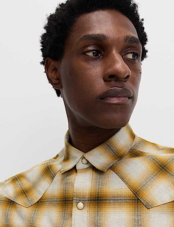 Regular Fit Pure Cotton Checked Flannel Shirt - LU