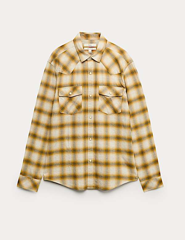 Regular Fit Pure Cotton Checked Flannel Shirt - LU
