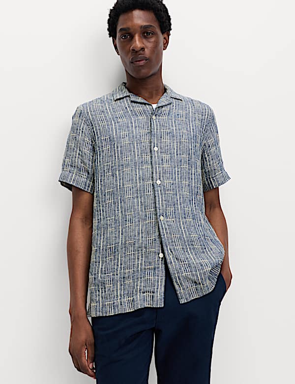 Regular Fit Linen Rich Printed Shirt - LV
