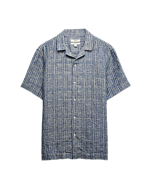 Regular Fit Linen Rich Printed Shirt