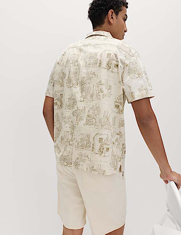 Pure Cotton Printed Short Sleeve Shirt - AL
