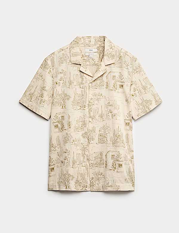 Pure Cotton Printed Short Sleeve Shirt - AL
