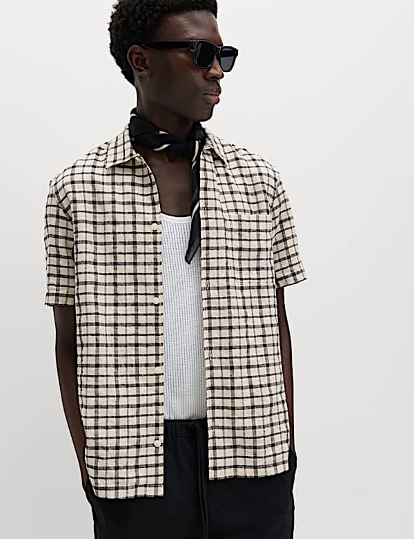 Linen Rich Check Short Sleeve Shirt