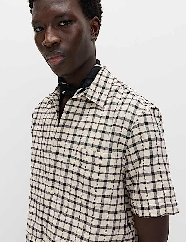 Linen Rich Check Short Sleeve Shirt
