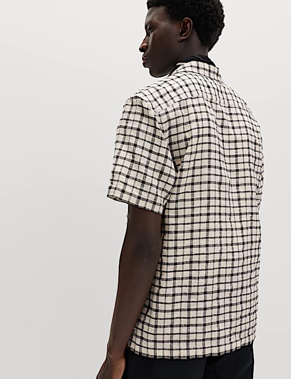 Linen Rich Check Short Sleeve Shirt