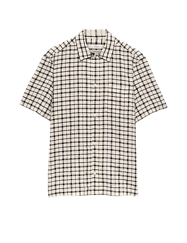 Linen Rich Check Short Sleeve Shirt