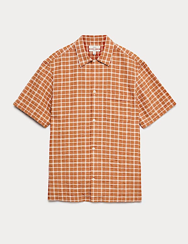 Linen Rich Check Short Sleeve Shirt - CZ
