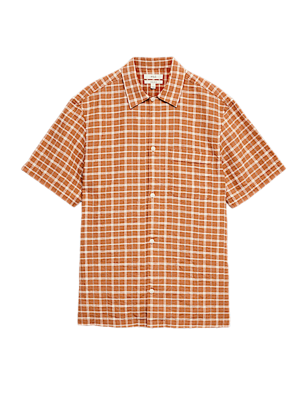 Linen Rich Check Short Sleeve Shirt
