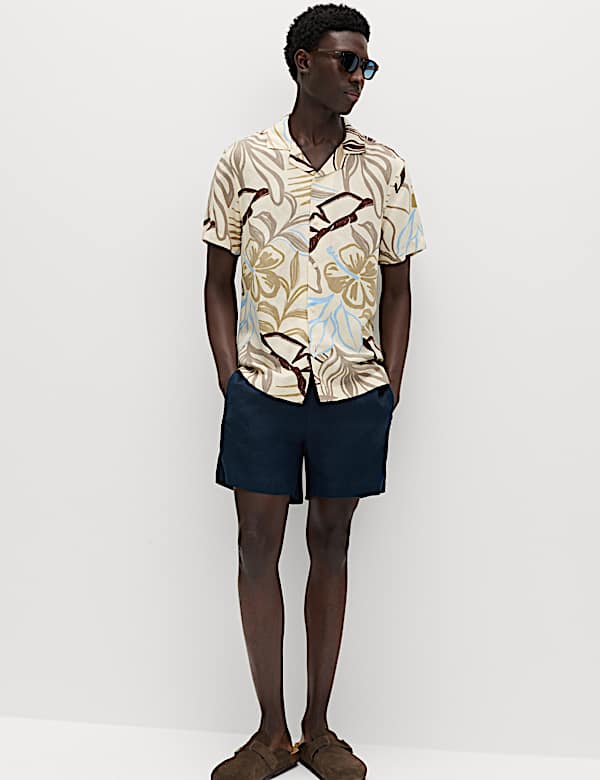 Linen Blend Hawaiian Short Sleeve Shirt