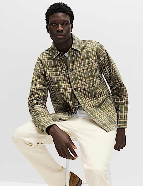 Pure Cotton Check Overshirt