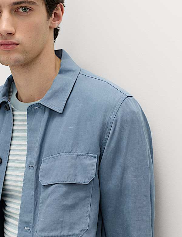 חולצת ז'קט מתערובת סיב תאית בגזרה ישרה - IL