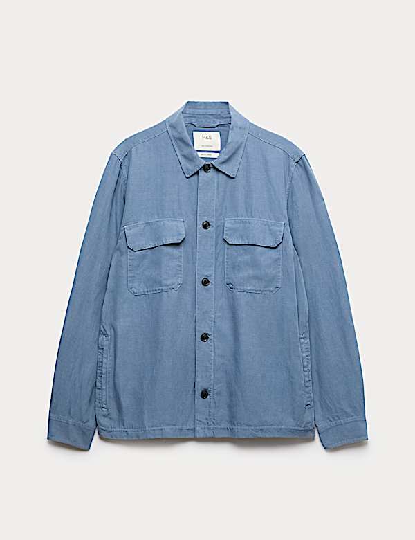 חולצת ז'קט מתערובת סיב תאית בגזרה ישרה - IL